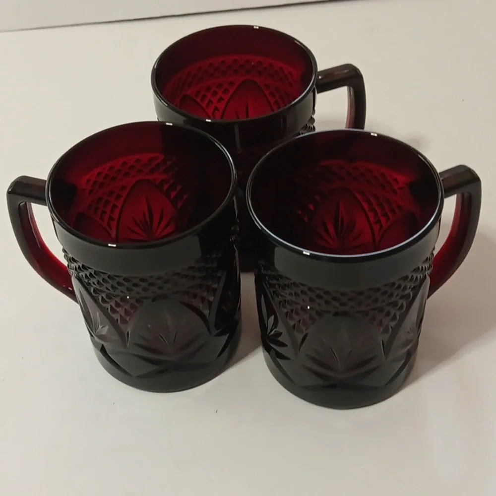 Luminarc Ruby Red Cristal D'Arques Durand Mugs Set Of 3 Ruby Red